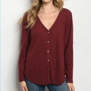 Last Small • Valentine’s V-Neck Button Down Top